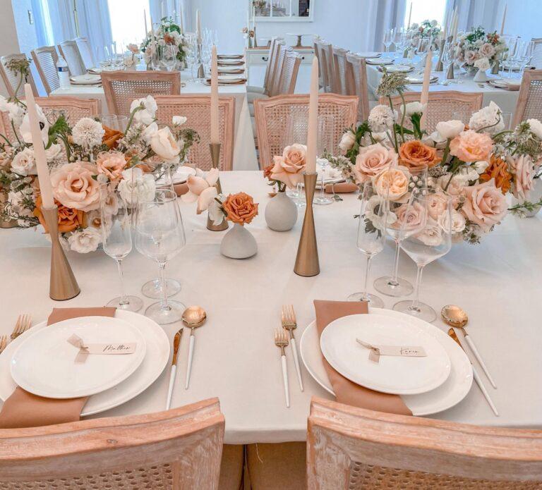 Tables and chairs for bridal shower event planned by L'élite Events